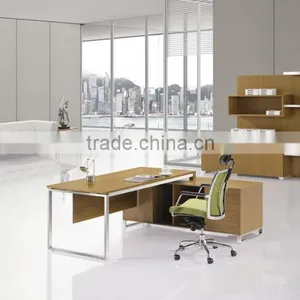 DT-14 High End Stainless Steel Base Office Table Modern Design MDF Executive Table thumbnail-3