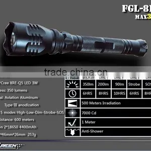 Military Long Distance 4400mAh 3W Q5 LED 2x18650 Rechargeable Flashlights thumbnail-3