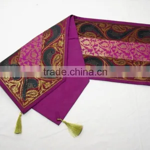 Indian Silk Table Runner With 6 Placemats & 6 Coaster in Purple Color Size 16*62 thumbnail-4