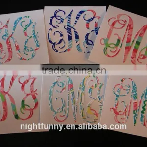 Monogrammed Sticker,Personalized Initials,Lilly Pulitzer Inspired Vine Monogram Sticker, Laptop Sticker, Phone Sticker thumbnail-1