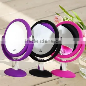 Rubberized 10x Magnifying Free Standing Tabletop Cosmetic Mirror thumbnail-1