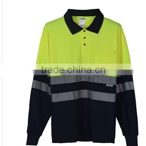 Cheap 100% Polyester High Reflective Safety 2 Tone Color Polo Shirts for Man thumbnail-3