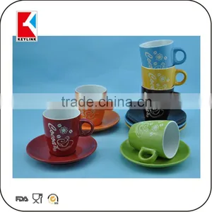 Best Selling Items 3oz Promotional Tea Cups White Espresso Ceramic Cup and Saucer thumbnail-2