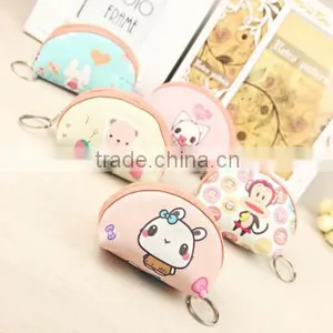 Girls Cute Digital Printing Cartoon Soft PU Zipper Card Key Coin Purse thumbnail-1