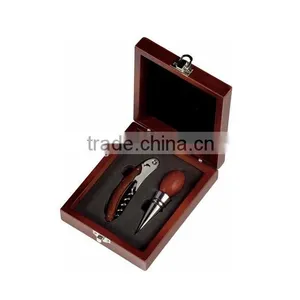 Set of 2 Rosewood Wine Set, Bottle Opener, Corkscrew And Stopper thumbnail-1