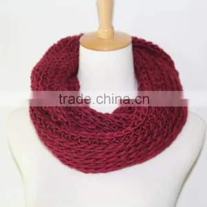 Stock Item Cheap Knit Neck Warmer Circle Scarf Burgundy Loop Scarf thumbnail-1