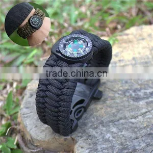 Paracord Survival Bracelet Compass/Fire Starter/Whistle Camping Gear thumbnail-1