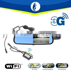 3G Wiring Free Wifi Wireless No Interference WIFI 5.0 Inch Smart 1080P GPS Android 4.4 3G Rearview Mirror Bluetooth Car DVR thumbnail-1
