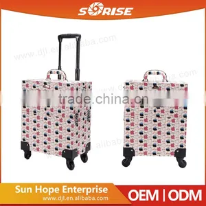 Wholesale Plastic PVC Travel Cosmetic Bag Light Trolley Makeup Case With External Wheel thumbnail-3