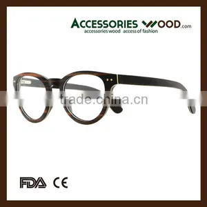 Round Frame Retro Optical Eyeglasses Wood Reading Glasses for Student thumbnail-1