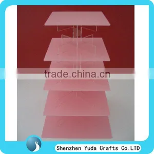 Pink Acrylic 5 Tier Cake Display Stand Wedding Cup Cake Stand Plastic Cupcake Stand thumbnail-1