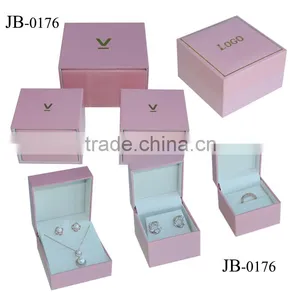 Luxury Custom Made Pink Jewelry Boxes With Sleeve and Velvet Lining thumbnail-1