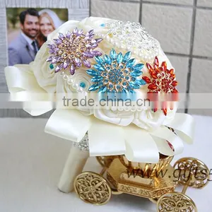 Unique Wedding Bouquets Large Satin Roses Wedding Bridal Bouquet thumbnail-4