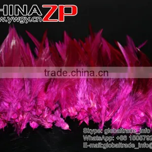 Top Supplier ZPDECOR Wholesale Good Quality Colored Fuchsia Chicken Rooster Saddle Feathers for Sale thumbnail-3