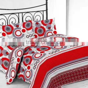 Microfiber Printed Bed Sheet Set For Living Room Red Design thumbnail-1
