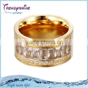 Cheap Manufacturer OEM Stainless Steel Crystal Big Gold Finger Ring thumbnail-1