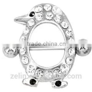 Fashion Body Piercing Jewelry Stainless Steel Penguin Shape Nipple Ring thumbnail-1