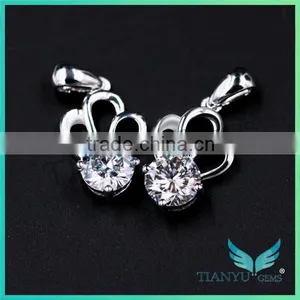 24K Gold 1 Carat White Round Billiant Cut Moissanite Diamond Pendants Charms for Necklaces thumbnail-1