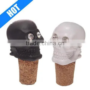 Crystal Eyed Skull Head Cork Bottle Halloween Stopper thumbnail-1