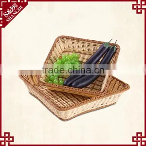 Cheap Wholesale Eco-friendly Plastic Wicker Woven Home or Resturant Food Tray Vegetable Plant Tray thumbnail-1