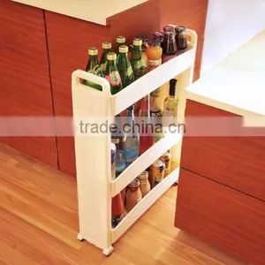 Detachable Three Storage Shelving Plastic Movable Pulley Slide Out Storage Rack thumbnail-1