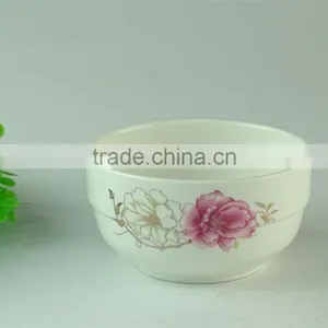 Chaozhou Supplier Stocked Wholesale 4 Inch White Ceramic Bowls With Flower Decal Household Bowls thumbnail-1