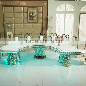2017 Wedding Event Furnture Half Round With Led Stainless Steel Wedding Dining Table thumbnail-4