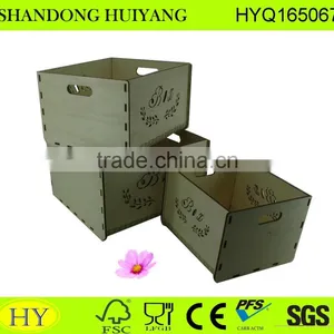 Custom Laser Engraving KD Flat Pack Wooden Storage Box thumbnail-1