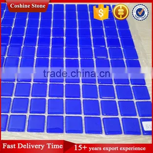 Deep Blue Pure Color Cheap Glass Tile Pool Mosaics thumbnail-1