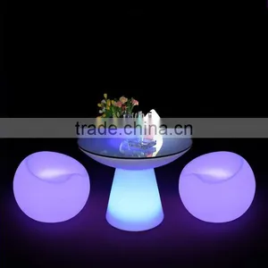 Popular Fashionable Led Luminous Round Bar Table and Chairs Stool Sets thumbnail-3