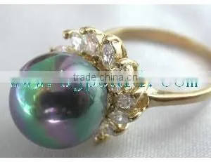 18K Gold Ring Diamond Ring and Seawater Pearl Ring thumbnail-4