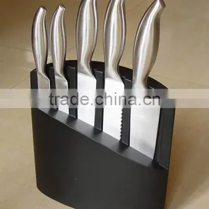 5-Pieces Knife Set: 5 S/S Knives in Hollow Handle + Wooden Knife Block. thumbnail-1