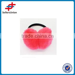 Faux Rabbit Fur Soft Watermelon Red Plush Earmuffs thumbnail-1