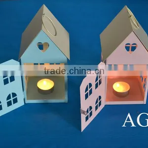 Fashion Little House Heart Metal Candle Holder Iron Lantern Home Decoration Chirstmas Decoration Farol de Metal thumbnail-4