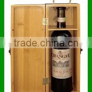 Custom Eco-friendly Bamboo Single Bottle Red Wine Packing Box For Sale thumbnail-1
