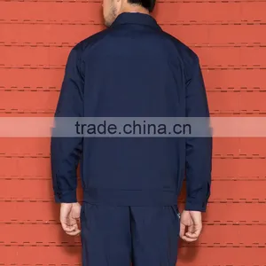 Unisex Navy Blue Cotton Twill With Zip Flap Buttons Work Jacket thumbnail-5