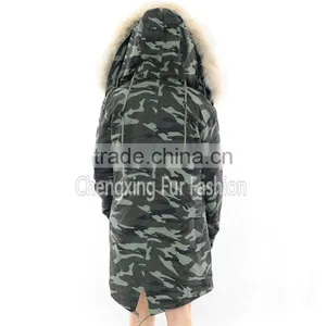 CX-G-P-03C Latest Genuine Raccoon Fur Lined Fashion Fur Parka With Fur Hood thumbnail-4