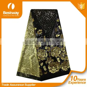 FL0055 Gold 2015 Newest African Fashion High Quality French Lace Net Lace for Party Wedding Dresses and Clothing thumbnail-1