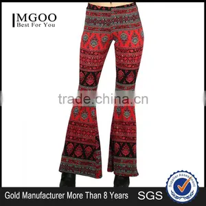 MGOO New Arrival Custom Print Velvet Leggings Flare Leg Opening Vintage High Waist Polyester Spandex Pants thumbnail-1