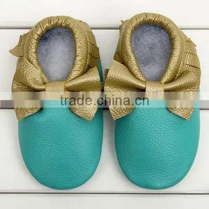Soft Rubber Sole Cute Baby Orthopedic Shoes Baby Leather Moccasins With Bow thumbnail-1