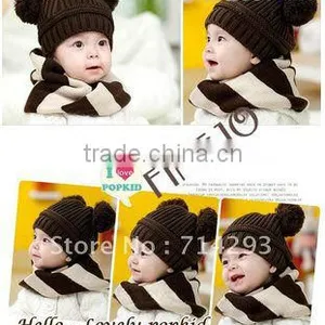New Fashion Baby Dual Ball Knitted Baby Winter Hats 7365 thumbnail-1