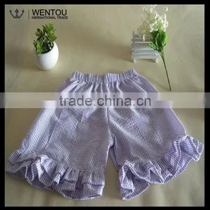 Wholesale Striped Seersucker Girls Ruffle Shorts thumbnail-2