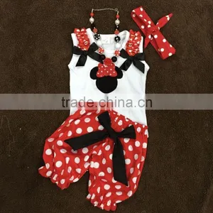 Wholesale Minnie Tank Top Girls Shorts Sets, Summer Shorts Outfit Clothing for Girl, Little Girls Boutique Clothing Sets Remake thumbnail-1