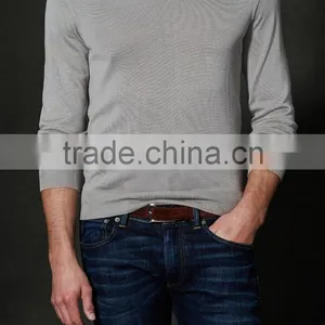 Men's Silk-Cashmere V-Neck Sweater Casual Men Tshirt Dark Grey Pullover thumbnail-1