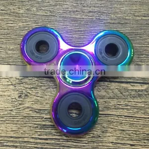 Fingertips Gyro Colorful Aluminum Alloy Big Three Round Bright Color Big Three Yuan Black Circle Finger Gyro Metal Gyro Decompre thumbnail-5