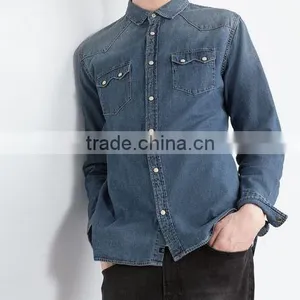Denim Shirt, Men's Short Sleeve Shirts thumbnail-1
