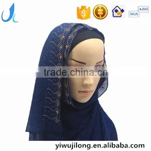 Hot Sale Muslim Chiffon Hijab Scarf With Glitters and Rhinestone Women Fashion Headscarves thumbnail-1