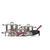 12pcs Cookware Set With Red Silicon Handles and Knobs thumbnail-1