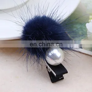 DIY Handmade Cute Mink Fur Hairpin High Quality Mink Fur Clip for Girl thumbnail-2