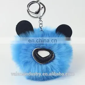 Fashion Customized Fluffy Faux Bunny Fur Pom Pom Keychain Animal Shape Pom Pom Ball Pendant for Woman Cellphone/handbag/hats/Car thumbnail-6